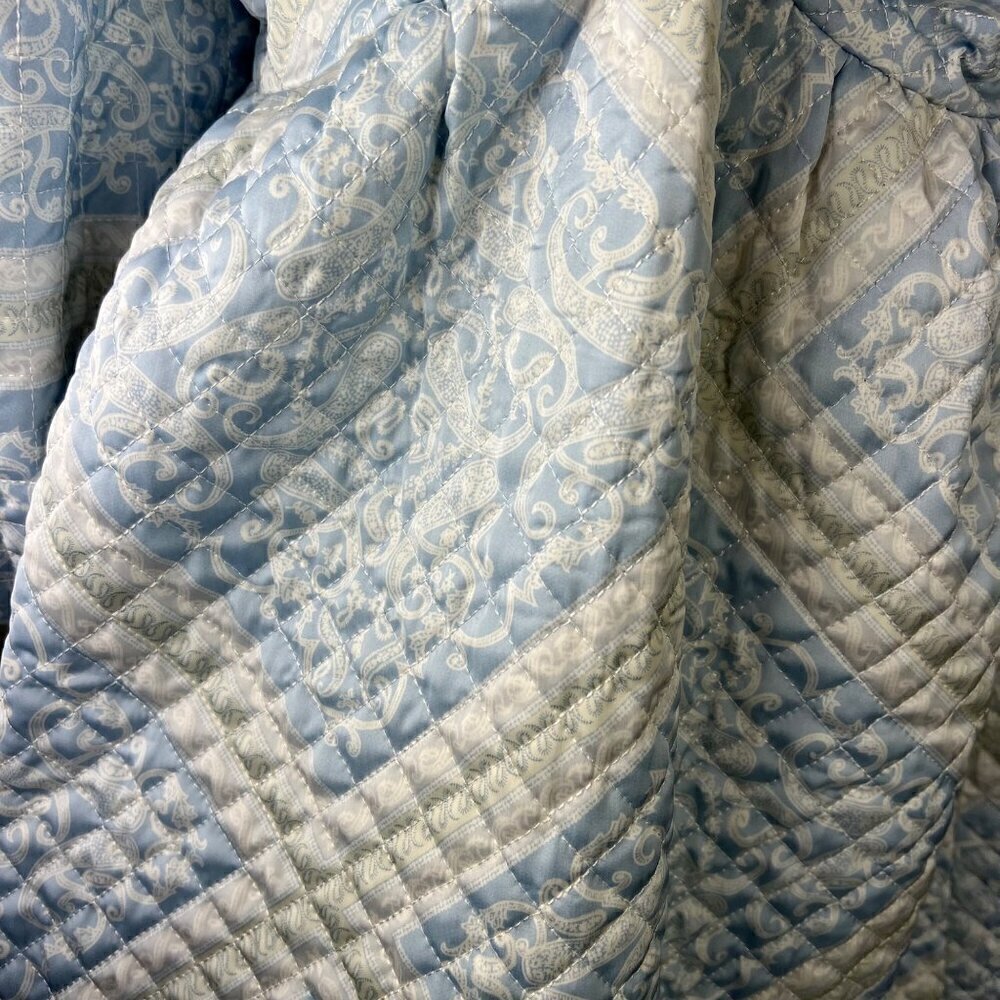 En Saison Aim to Impress Quilted Satin Puff Sleeve Mini Dress Size M Blue Print - Picture 12 of 16